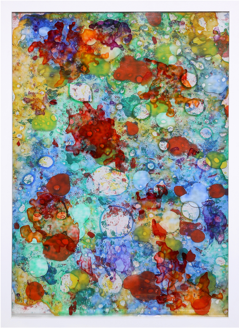 Juan Jiménez Parra - Laca de color, acrílica, acetato, madera 100 x 70 cm